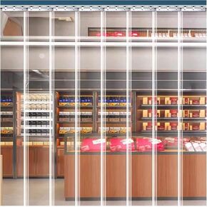 مجموعة ستائر شريطية شفافة من مادة PVC شديدة التحمل - قسم باب مقاوم للرياح للمجمدات والمستودعات ومحلات السوبر ماركت والكراجات (90 × 210 سم / 35.43 × 82.68 بوصة) in Kuwait