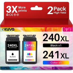 استبدال خراطيش الحبر KUVA PG-240XL/CL-241XL لـ Canon 240XL 241XL COMBO ، 240 241 خراطيش حبر لطابعات Canon PIXMA MG3620 TS5120 MG2120 MG3520 MX452 MX512 MX512 MX532 MX472 (2 PACK) in Kuwait