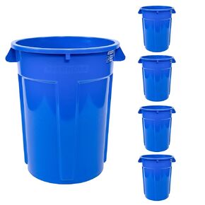 Magnum 55 Gallon Trash Can, High-Vis Blue, Construction Grade, Heavy Duty Plastic, Jobsite Ready for Holding Garbage and Recycling CMTC-C000-55B05 (5 Pack) in Kuwait
