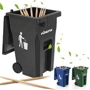 PurePix Flavoured Toothpick Holder Mini Blue Trash Bin with Swing Lid for Flavored Toothpicks, Infused Toothpicks Storage Can for Desk or Car, Travel Toothpick Container, 5 Ounces Toothpick Bin in Kuwait