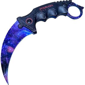 سكين مخلب تانغ كامل 7.56 بوصة، فئة CSGO Karambit ELITE - مجرة ​​بيضاء، شفرات فولاذية 3cr13 55HRC حادة in Kuwait