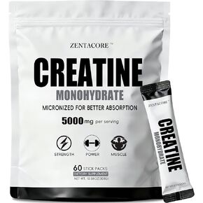 Creatine Monohydrate Stick Packs 5g – 60 Single Serve Creatine Packets, Micronized Creatine Powder for Men & Women, Travel Creatine Packets, Unflavored Pre & Post Workout Supplement in Kuwait