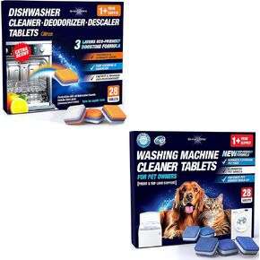أقراص منظفة للغسالة الاحترافية لأصحاب الحيوانات الأليفة - 28 عبوة، غسالة تحميل أمامي وعلوي، تنظيف عميق، خزان للصرف الصحي آمن، دعم HE، إزالة شعر الحيوانات الأليفة العنيد، يزيل الروائح، يمنع تراكم الوبر in Kuwait