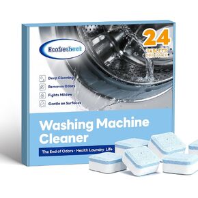 Washing Machine Cleaner Tablets - 24 Count, Deep Cleaning Descaler for Front & Top Load Washers | Removes Odor & Residue | Easy-to-Use Cleaning Tabs for Monthly Maintenance in Saudi Arabia