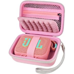 GWCASE Speaker Case for JBL GO 4 / for JBL Go 3 / for JBL Go 3 Eco Ultra, Portable Bluetooth Speaker Storage Box with Zipper Mesh Pocket & Wrist Strap (Case Only) - Pink in Kuwait