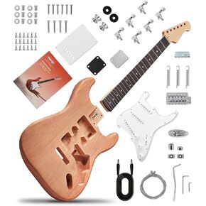 TOSTAR DIY LP Style Electric Guitar Kit with HH Pickups, Pre-Sealed Mahogany Body, Mahogany Neck, Purpleheart Fingerboard, Build Your Own Solid Body Electric Guitar, Easy Assembly 6 String Guitar Kit in Kuwait