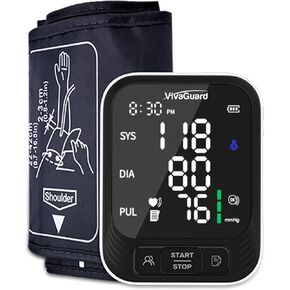 VivaGuard Blood Pressure Monitor for Home Use, Upper Arm Blood Pressure Cuff (8.7" - 16.5"), Automatic Digital BP Machine with Large LCD Backlit Display, 2 x 199 Memory, Carrying Case and Power Supply in Saudi Arabia