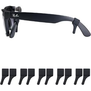 مقابض نظارات RayBan Meta، أذرع معبد سميكة - مقابض أذن من السيليكون المضاد للانزلاق، وسائد الأذن للنظارات، ملحقات النظارات الشمسية، حاملات، خطافات، مثبت الأكمام - 5 أزواج (أسود) in Kuwait