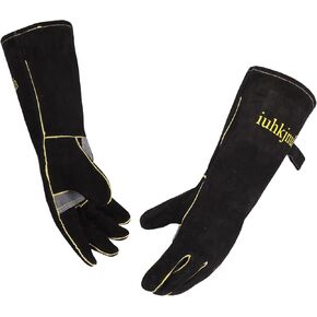 16" Leather Forge Welding Gloves, 932℉ Heat/Fire Resistant, Multi-Use Mitts for TIG/MIG Welding, BBQ, Oven, Baking, Furnace, Beekeeping, Animal Handling & Stove Safety，Ambidextrous in Saudi Arabia