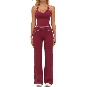 Meyeka إمرأة 2 قطعة تجريب مجموعات اللون كتلة Racerback مبطن تانك الأعلى عالية الخصر البطن التحكم مضيئة السراويل in Kuwait