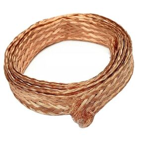 Gauge Copper Wire, 1M/ 2M/5M /10M Pure Copper Braid Knitted Mesh Anti-Interference 4mm/6mm/8mm/12mm/14mm/18mm/25mm Wire Flexibility Cable Flat(1m,4mm) in Kuwait
