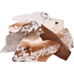 Genuine Cowhide Leather Pieces, Natural Mixed Colors, Decorative Hair-On Hide Squares 15 x 6.5 inch (Pack of 10) in Kuwait