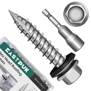 100Pcs #10 x 1 Inch Hex Head Metal Roofing Screws, Hex Head Metal Roof Screws with Rubber Washer, Construction Self Tapping Screw with Hex Socket in Kuwait