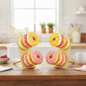 AIM & GGKK Gold Butterfly Donut Stand Display Wall,Metal Donut Holder Stand for Party Dessert Table,Donuts Board for Weddings Birthday Baby Shower,Bagel Holder Donuts Bar Display Decor in Kuwait
