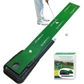 MYKUJA Putting Green Indoor Golf Putting Mat with Auto-Ball Return - Putter Alignment Guides at 3,5,7 Ft - Mini Golf Practice Mat for Home or Office - Golf Gifts for Men in Kuwait