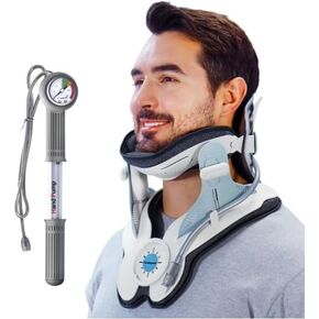 جهاز جر الرقبة العنقية، مضخة هواء قابلة للنفخ، 8 وسائد هوائية مدمجة، أداة تمديد الرقبة لتخفيف آلام عنق الرحم والاسترخاء، سهلة الارتداء للاستخدام المنزلي in Kuwait