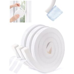 3 Rolls High Density Air Conditioner Window Seal 1" W x 1" T, Strong Adhesion Thick Foam Tape White Insulation Foam for Windows, Doors (Total 19.5 FT Long) in Saudi Arabia