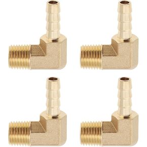 4 pcs Brass Hose Barb Fitting, 1/4 inch Barb x 1/4 inch NPT Male 90 Degree Elbow Barbed Hose Fitting in Kuwait