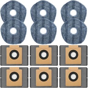 12 Pack Dust Bags Mop Pads Replacement Parts for eufy X10 Pro Omni Accessories Robot Vacuum Cleaner, Robot Vacuum Replacement Accessories with 6 Mop Pads, 6 Dust Bags in Kuwait