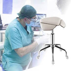 كرسي سرج مريح لأخصائي صحة الأسنان والمكتب، مقعد دوار بارتفاع قابل للتعديل مع وسادة، وضعية صحية مريحة للجلوس لساعات طويلة (أبيض) in Kuwait