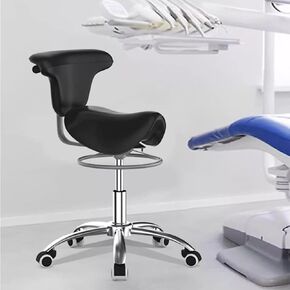 مقعد دوار للأسنان عالي التحمل مع دعم للظهر، كرسي هيدروليكي طبي قابل للتعديل، عجلات دوارة 360 درجة، مكتب منزلي مريح بسعة 440 رطل كحد أقصى (Blcak) in Kuwait