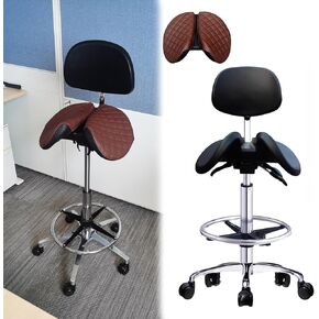 كرسي سرج لمكتب الأسنان، مقعد دوار مريح بارتفاع قابل للتعديل مع غطاء وسادة، مقعد دوار للمنزل/المكتب، مكتب عمل قائم لدعم الظهر، سعة 308 رطل كحد أقصى (66) in Kuwait