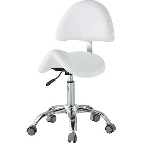 كرسي سرج مريح مع دعم للظهر، دوار بارتفاع قابل للتعديل لأخصائي صحة الأسنان، المطبخ، المتجر، استخدام المكتب والمستشفى، أقصى حمولة 120 كجم (أسود) in Kuwait