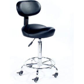 Ergonomic Saddle Stool Chair with Locking Wheels & Footrest, PU Leather Dental Hygienist Chair for Office, Pharmacy & Clinic - Stylish Orange Design in Kuwait