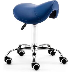 كرسي سرج مريح مع دعم للظهر، مقعد دوار بارتفاع قابل للتعديل للأسنان والجمال والوشم والتدليك - مقعد من جلد البولي يوريثان عجلات دوارة 360 درجة، أقصى تحميل 200 كجم (441 رطل) (أزرق) in Kuwait