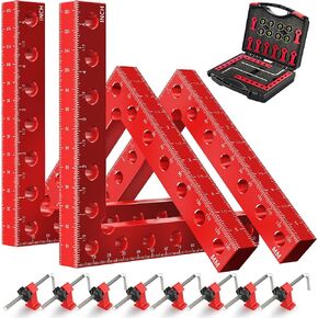 WETOLS Corner Clamps for Woodworking, 4Pcs 5.5" Aluminum Alloy Right Angle Clamp, Positioning Squares with 6-Sided Scales and Storage Case, 90 Degree Clamp for Cabinets, Drawers, Shelves, Frames in Kuwait