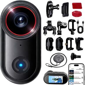 4k Sports Action Camera, Mini Body Camera with Audio and Video Recording, Wearable Action Body Cam, Thumb Size Pov Camera Magnetic Back Clip, Camcorder for Cycling,Travel,Pet,Vlogging (128 GB) in Kuwait