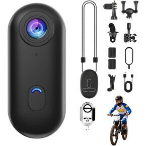 Motorcycle Camera, HD Action Camera, Thumb Lens, HD Mini Wearable Body Adventure Action Cameras, 360° Rotation Portable Wearable Mini Action Cam, for Cycling, Diving (Black 4K) in Kuwait