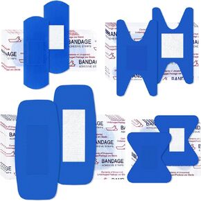 200 Pcs Blue Metal Detectable Fabric Bandages Waterproof Adhesive Bulk Sterile Pads Latex-Free for First Aid & Wound Care in Kuwait