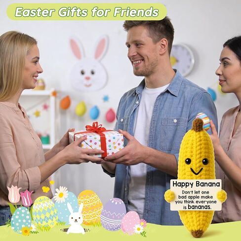 MAMAGIFTREE Crochet Banana Plush Positive Inspirational Gift for Friends, Coworkers, Girlfriend, Boyfriend - Cute Handmade Knitted Stress Relief Toy,Fun Birthday, Friendship, Encouragement Desk Decor in Kuwait