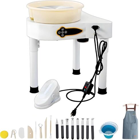 11 "350W عجلة الفخار الكهربائي مع لوحة القدم القابلة للتعديل للوحة LCD ، حوض قابلة للفصل ، أرجل مكتب قابلة للتعديل ، أداة طين للأطفال ، البالغين ، المبتدئين ، ديي ديي وصنع الفخار المهني in Kuwait