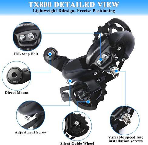 RD-TX800 8 Speed Rear Derailleur, Direct Mount for Hybrid, Commuter, Mountain, Road & Snowmobile Trail Bikes, Universal Replacement with High Compatibility in Saudi Arabia
