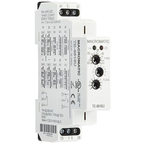 Multifunction Time Delay Relay, Square, Multi Function, 10 Functions 12 to 240V AC/DC, SPDT - 1 Each in Kuwait