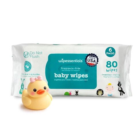 WipeEssentials Baby Wipes, Unscented Hypoallergenic Wet Wipes for Sensitive Skin, Alcohol Free Baby Essentials Wipes, Water-Based Wipes 3-Pack (80 Wipes Each) in Saudi Arabia