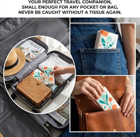 مناديل السفر - مناديل الجيب 15 قطعة من الورق السائب بحجم السفر 10 عدد 3 طبقات جيب للوجه، الزفاف، هدايا الحفلات، المرحاض، الحفلات، المناديل المبللة، السيارة، حقائب اليد in Kuwait