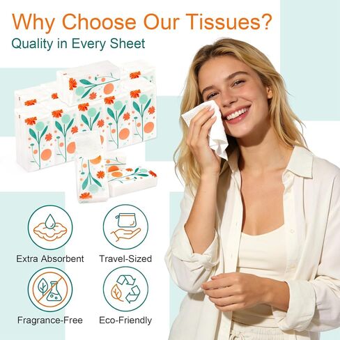 مناديل السفر - مناديل الجيب 15 قطعة من الورق السائب بحجم السفر 10 عدد 3 طبقات جيب للوجه، الزفاف، هدايا الحفلات، المرحاض، الحفلات، المناديل المبللة، السيارة، حقائب اليد in Kuwait