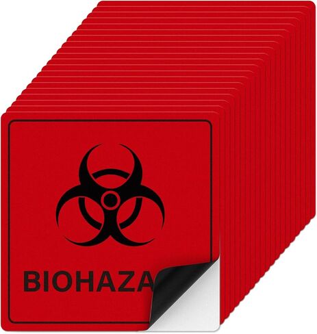 20 عبوة من ملصقات التحذير من المخاطر البيولوجية، مقاس 15.24 سم × 15.24 سم، كبيرة باللون الأحمر ذاتية اللصق، علامة خطر حيوي مقاومة للماء ومقاومة للتمزق، علامات أمان للمختبرات وحاويات النفايات الطبية الخطرة، تحذير للمنشأة in Kuwait