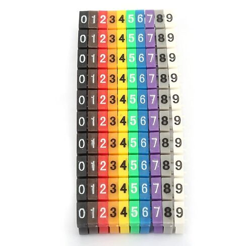 Clip on Wire Markers Wire Number Labels Colorful Wire Numbering Marker 0-9 Plastic Digital Number Tube Wire C Shape Cable Numbering Marker Tube for Marking The Color Coded Cables in Saudi Arabia