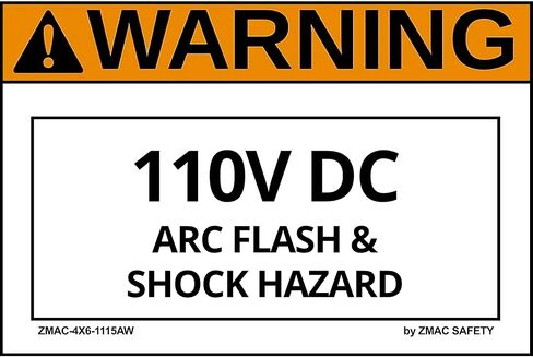 Voltage Rating, 110 Volt DC Label Sticker Decal, #1115, Industrial Electrical Safety Labels (ANSI Warning, 4"x6", Pack of 10) in Saudi Arabia