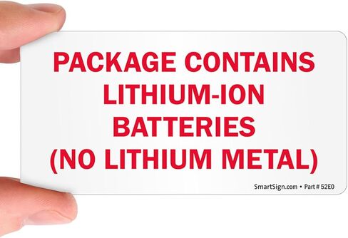 SmartSign 'Package Contains Lithium-Ion Batteries No Lithium Metal' Shipping Labels - 250/Roll, 2" x 4", Semi-Gloss Paper Stickers, DOT-Compliant Warning Labels for Transportation, Red/White in Saudi Arabia