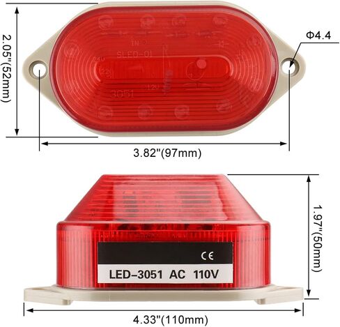 Baomain إشارة صناعية حمراء صغيرة تحذير ضوء ستروب مصباح تحذير LED-3051 التيار المتناوب 110 فولت 2 واط in Kuwait