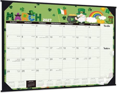 2026 Desk Calendar - Large Desk Calendar 2026, Jan.2026 - Dec.2026, 22" x 17", 2026 Calendar with Corner Protectors + Large Ruled Blocks, To-do & Notes, 12 Different Themes in Saudi Arabia