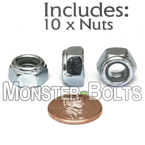 MonsterBolts - M8 Nylon Insert Lock Nuts, DIN 985, Zinc CR+3, 10 Pack in Saudi Arabia
