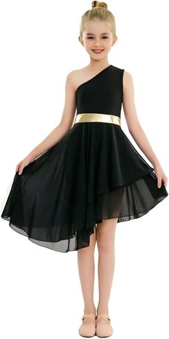 One-Shoulder Tunic Dress,Praise Dance Dress Girls, Golden Worship Liturgical Lyrical Dance Costume Dance Costume in Kuwait
