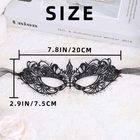 Bounzhi Sexy Masquerade Mask Rhinestone Lace Mask Party Eyemask Halloween Mask Ball Costume Accessory for Women in Kuwait