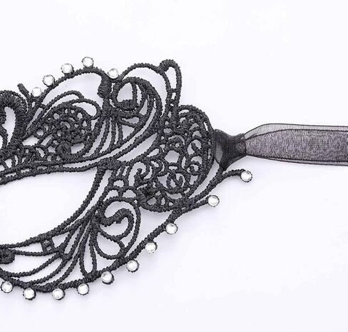 Bounzhi Sexy Masquerade Mask Rhinestone Lace Mask Party Eyemask Halloween Mask Ball Costume Accessory for Women in Kuwait